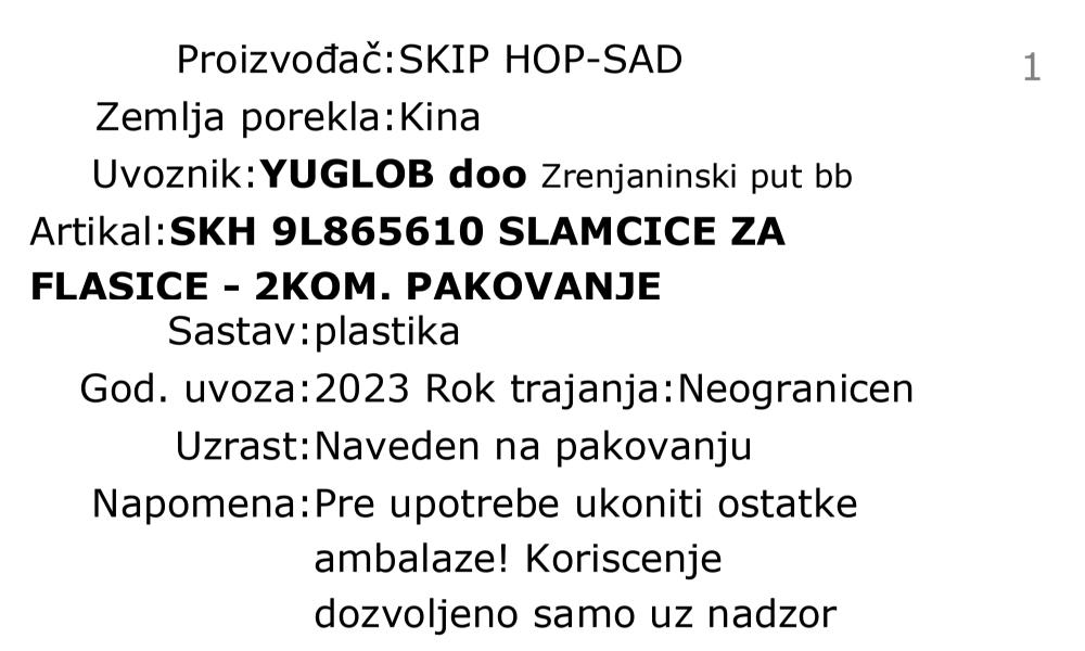 Skip Hop rezervne slamčice za flašice - 2kom. pakovanje 9L865610 deklaracija